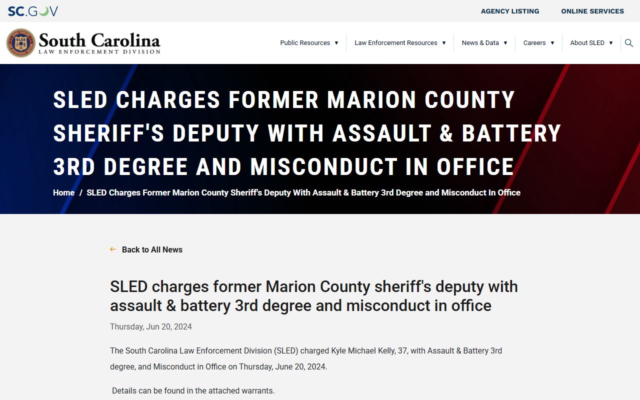 Marion County arrest records and court charges SLED charge release