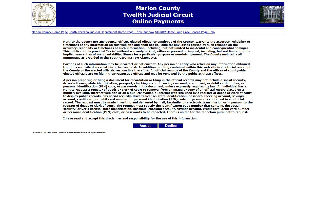 Marion County court dockets online traffic payment lookup