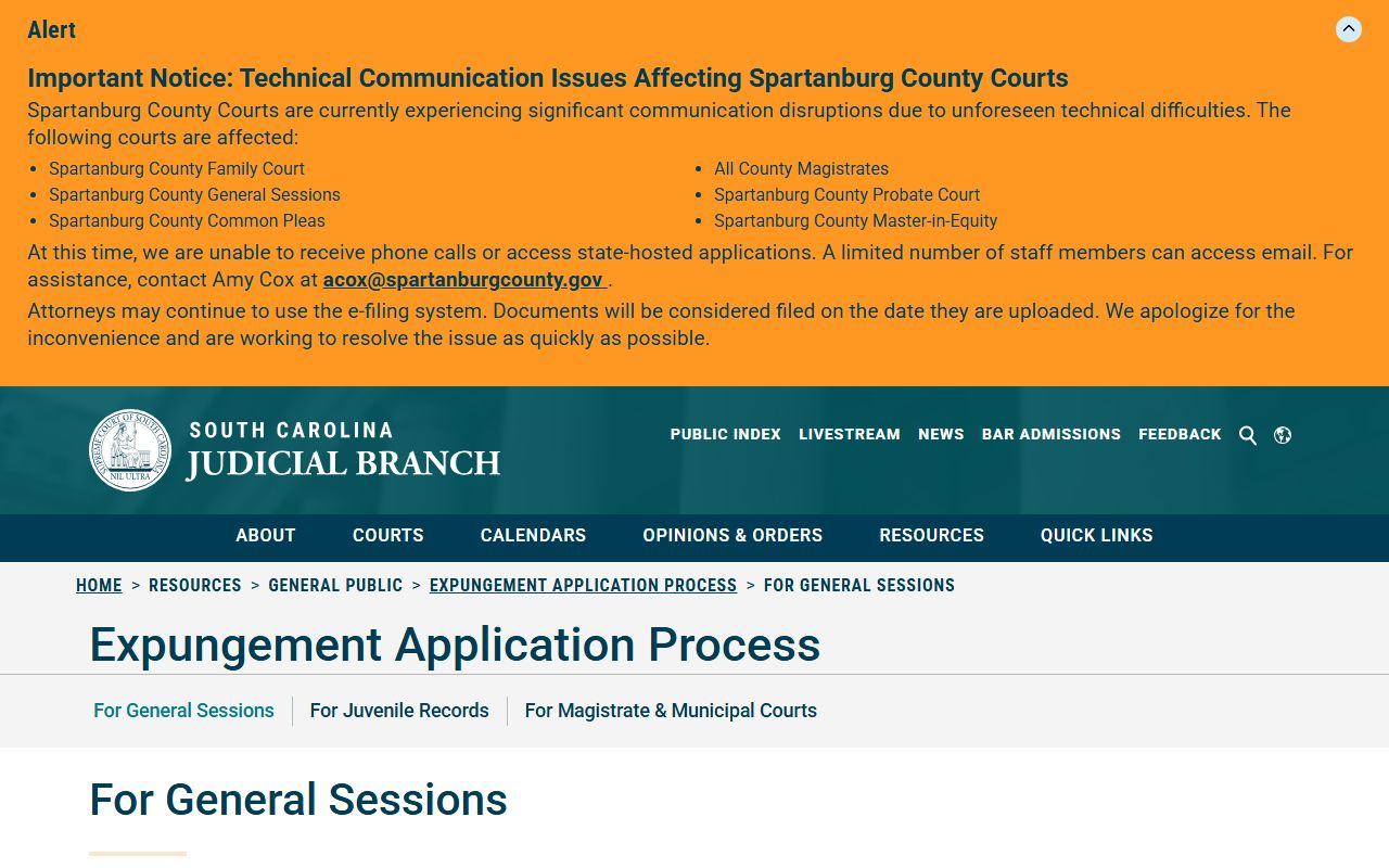 Marion County criminal court records General Sessions expungement process