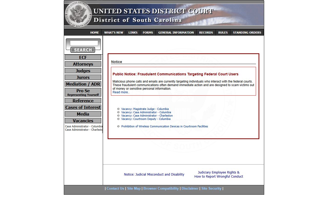 Marion County Circuit Court records federal District of South Carolina distinction