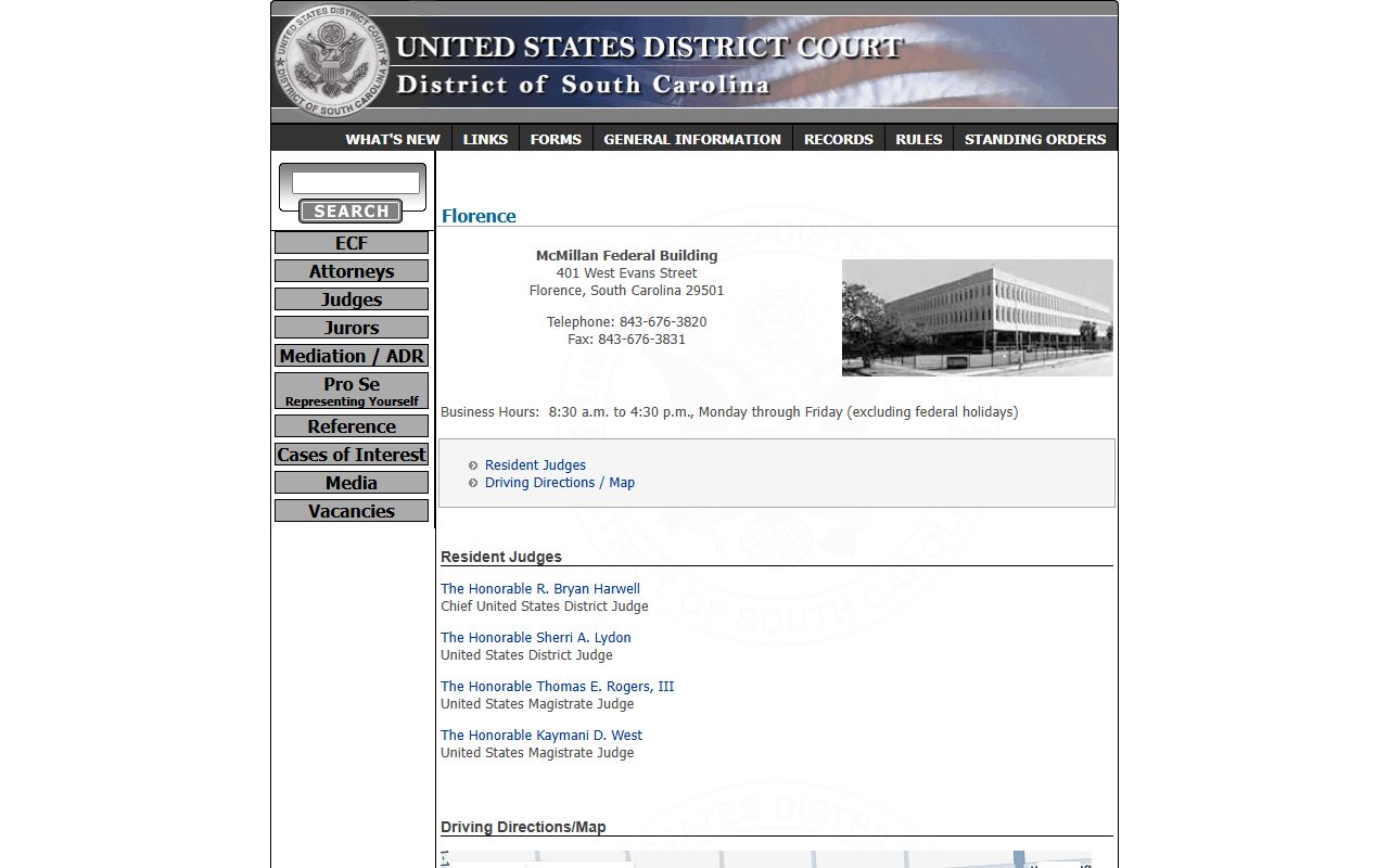 Marion County Circuit Court records Florence federal courthouse distinction