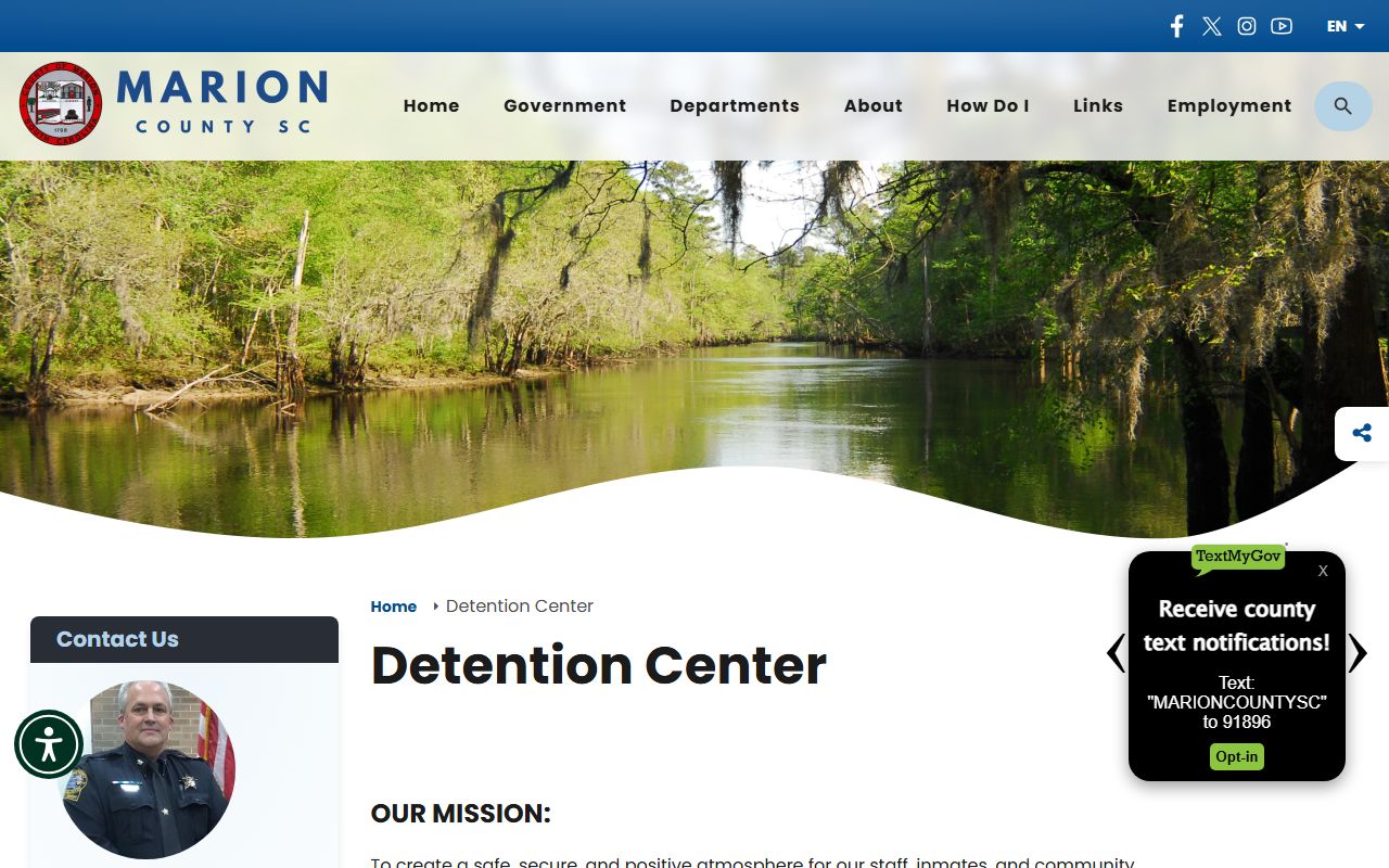 Marion County inmate search Detention Center page