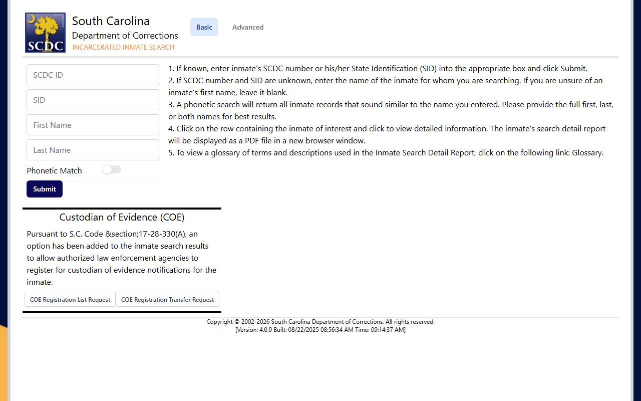 Marion County inmate search SCDC incarcerated inmate search
