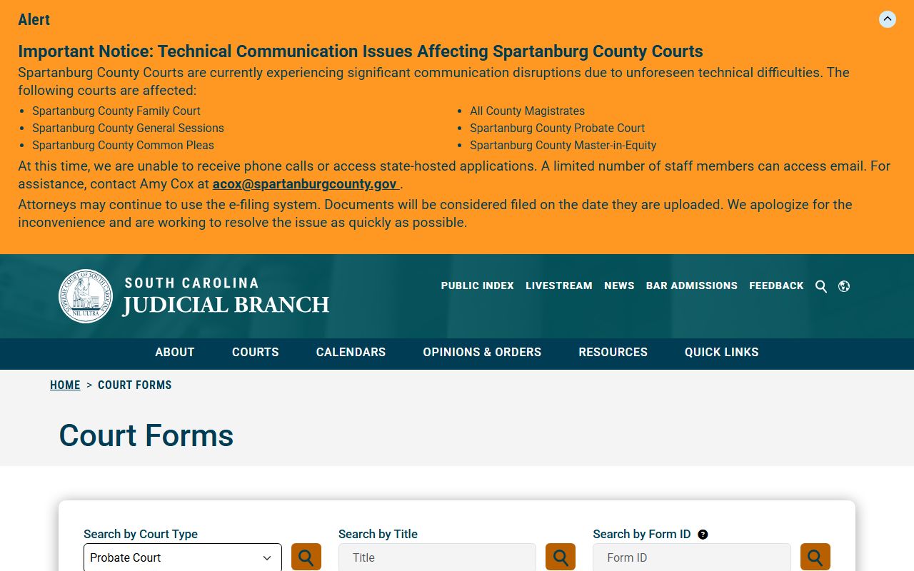 Marion County probate records South Carolina Probate Court forms