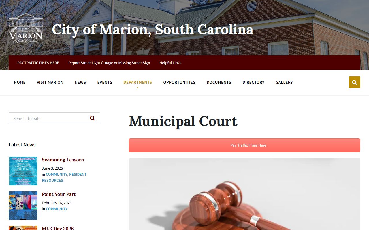 Marion County traffic court records City of Marion Municipal Court