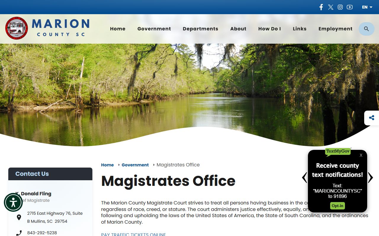 Marion County traffic court records Magistrates Office
