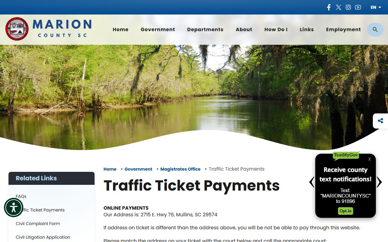 Marion County traffic court records ticket payment instructions