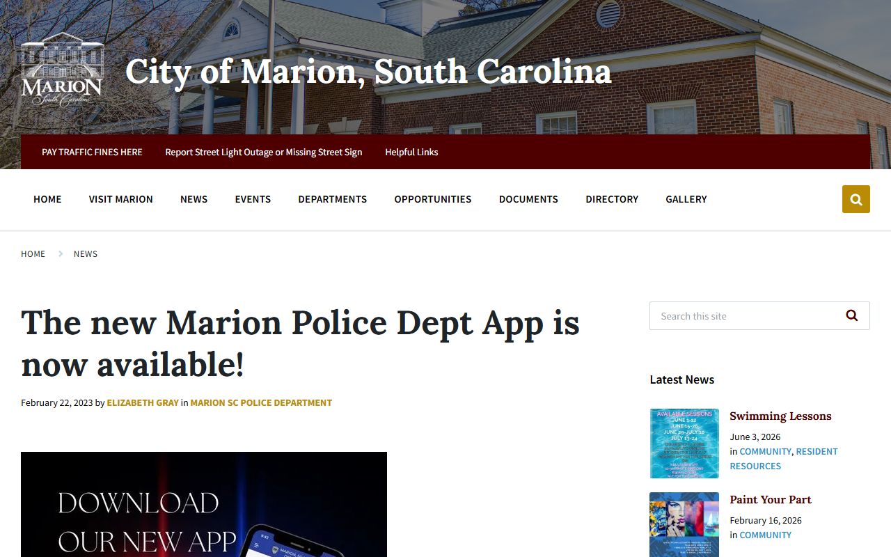 Marion County warrant search Marion Police app announcement